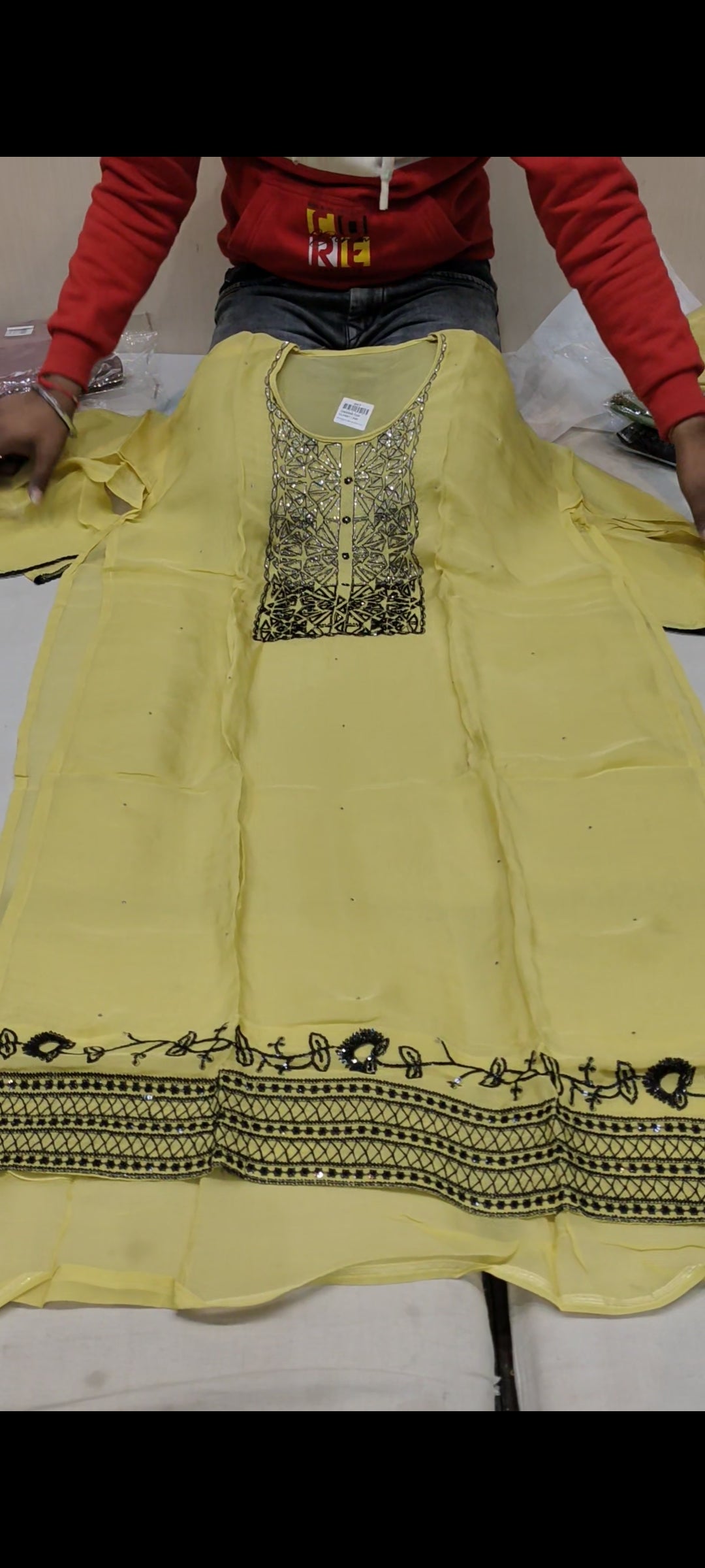 Yellow mehendi Designer Unstitched Suit