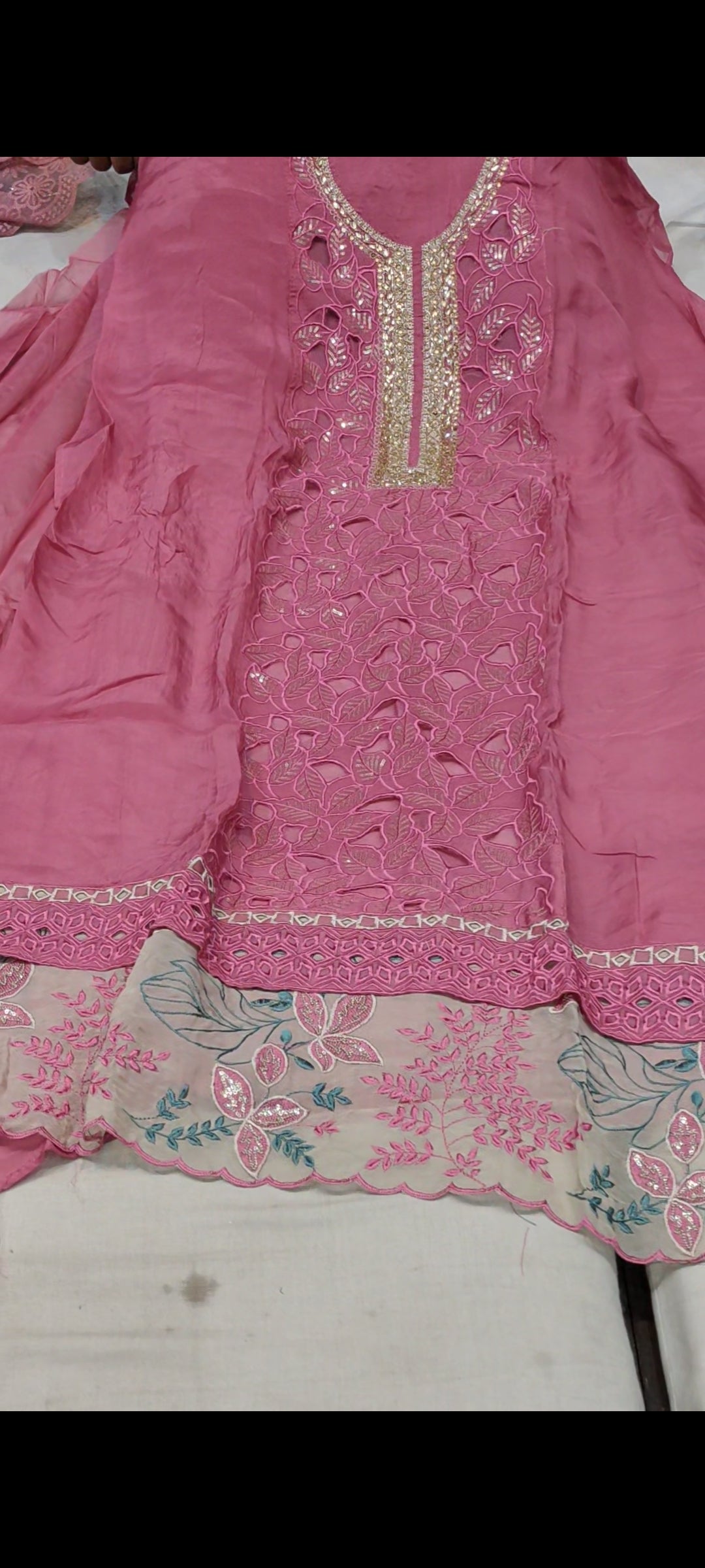 pink Designer Unstitched Suit