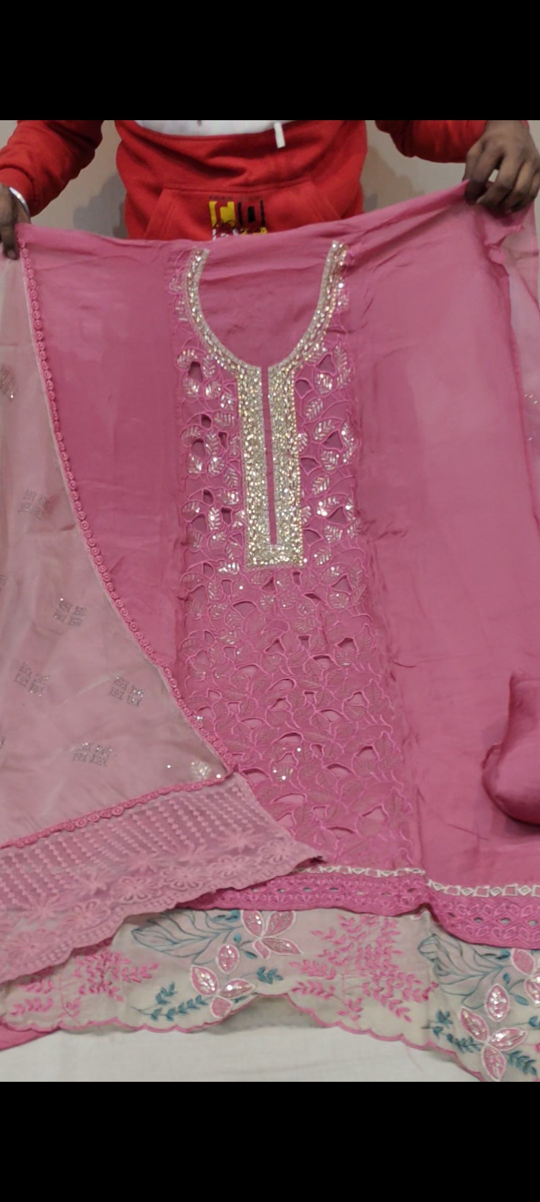 pink Designer Unstitched Suit