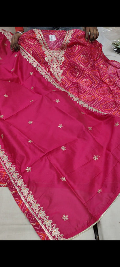 Red pink Designer Unstitched Suit