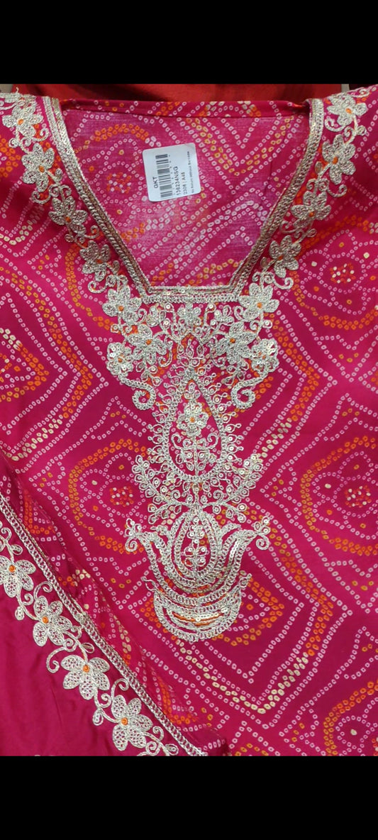 Red pink Designer Unstitched Suit