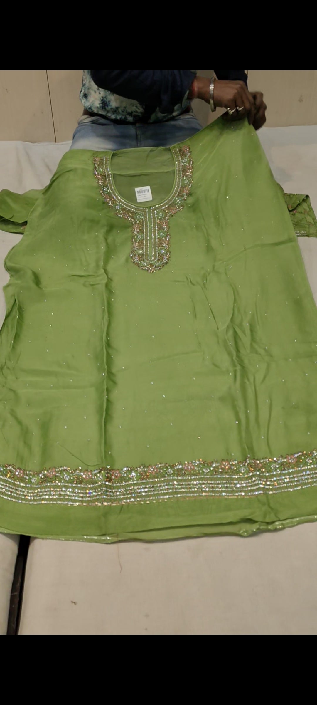 green Designer Unstitched Suit