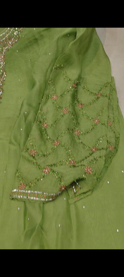 green Designer Unstitched Suit