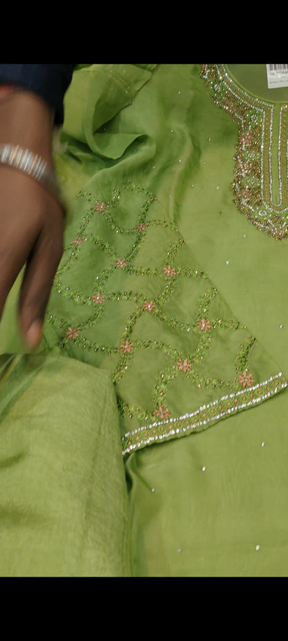 green Designer Unstitched Suit