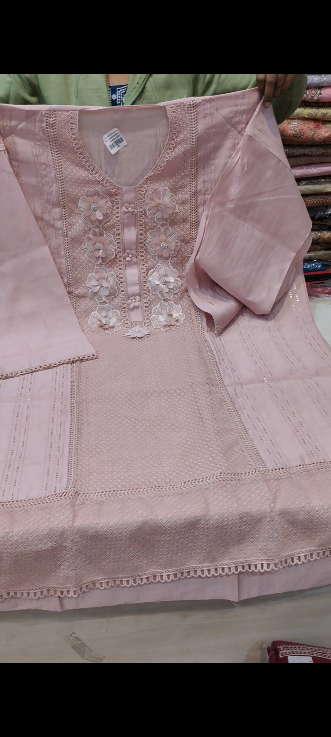 Pink Designer Unstitched Suit