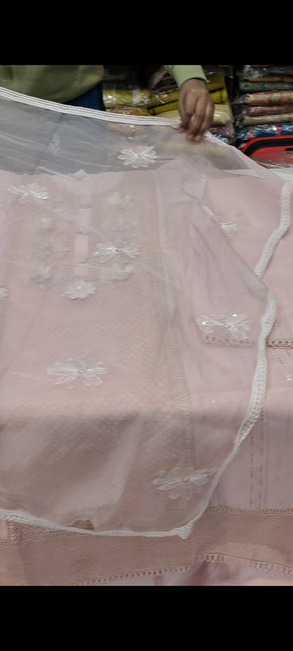 Pink Designer Unstitched Suit