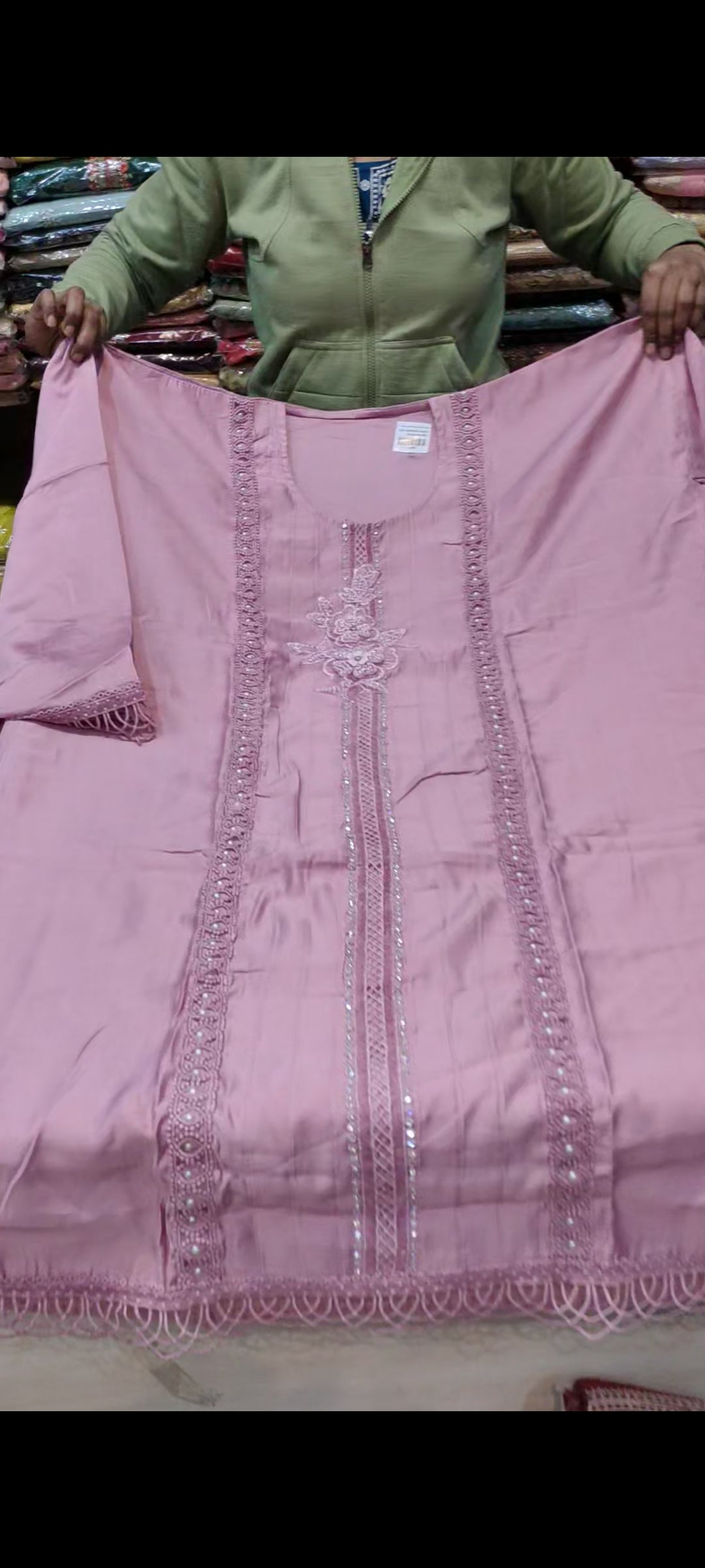 Pink peach Designer Unstitched Suit