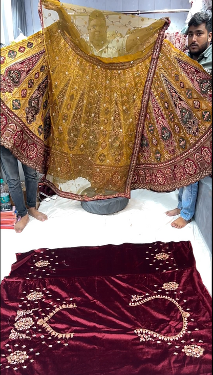 Royal Marwadi Maroon golden Lehenga