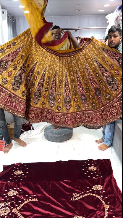 Royal Marwadi Maroon golden Lehenga