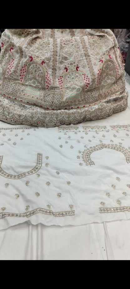 Peacock Designer White Lehenga