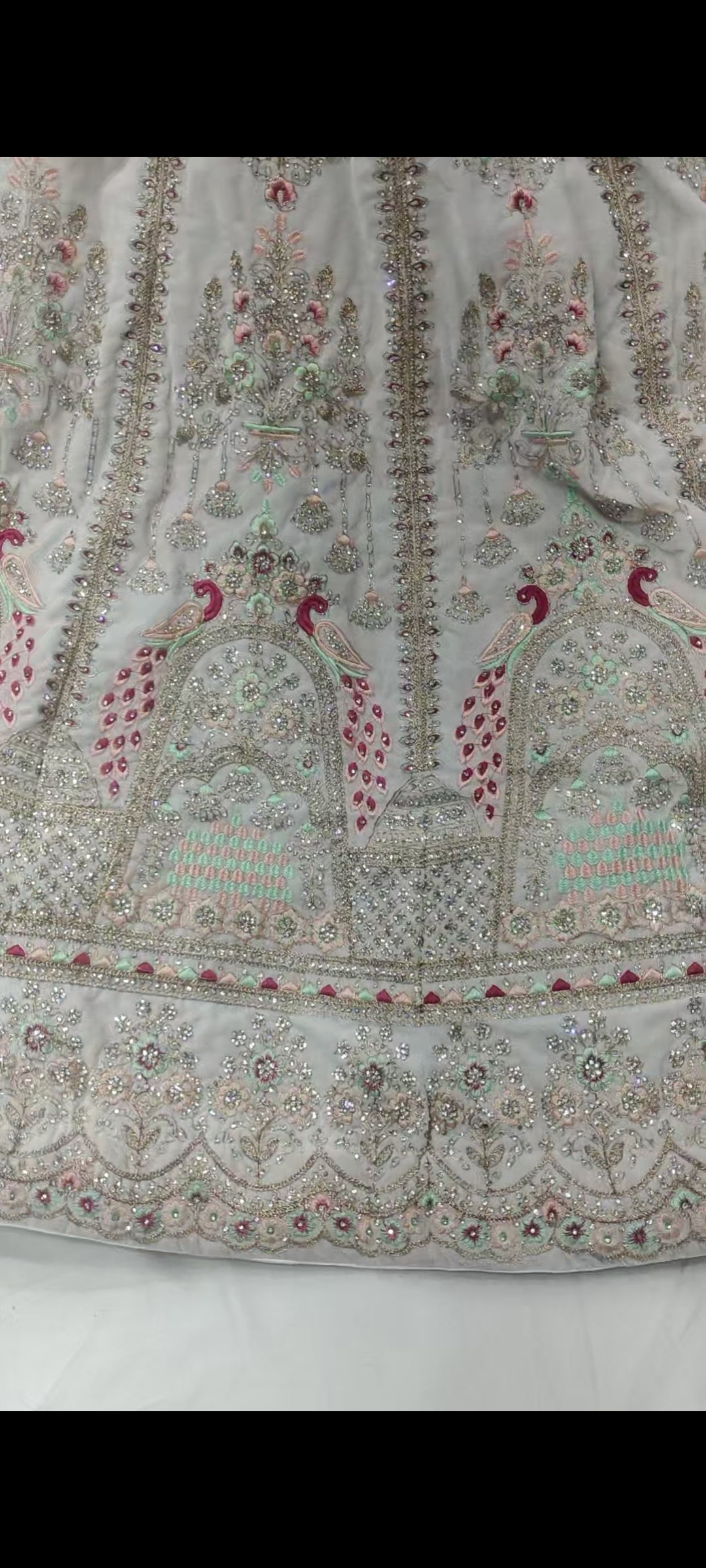 Peacock Designer White Lehenga