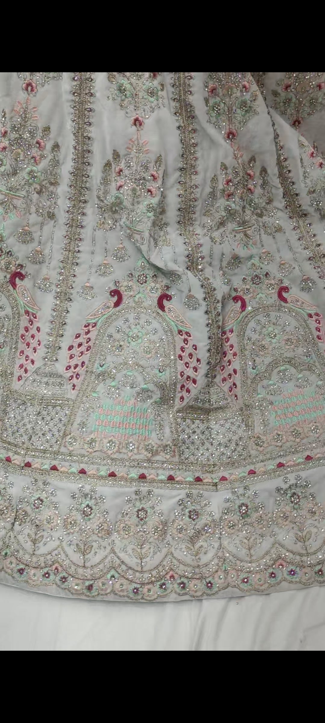 Peacock Designer White Lehenga