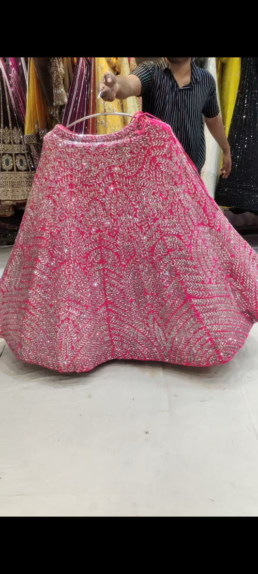 Lehenga con trabajo de espejo