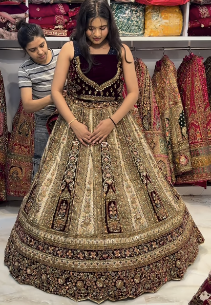 Designer Maroon Ivory bridal Happy customer lehenga