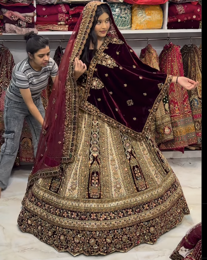 Designer Maroon Ivory bridal Happy customer lehenga