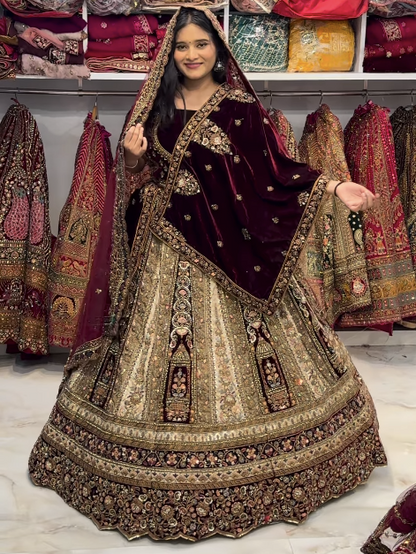 Designer Maroon Ivory bridal Happy customer lehenga