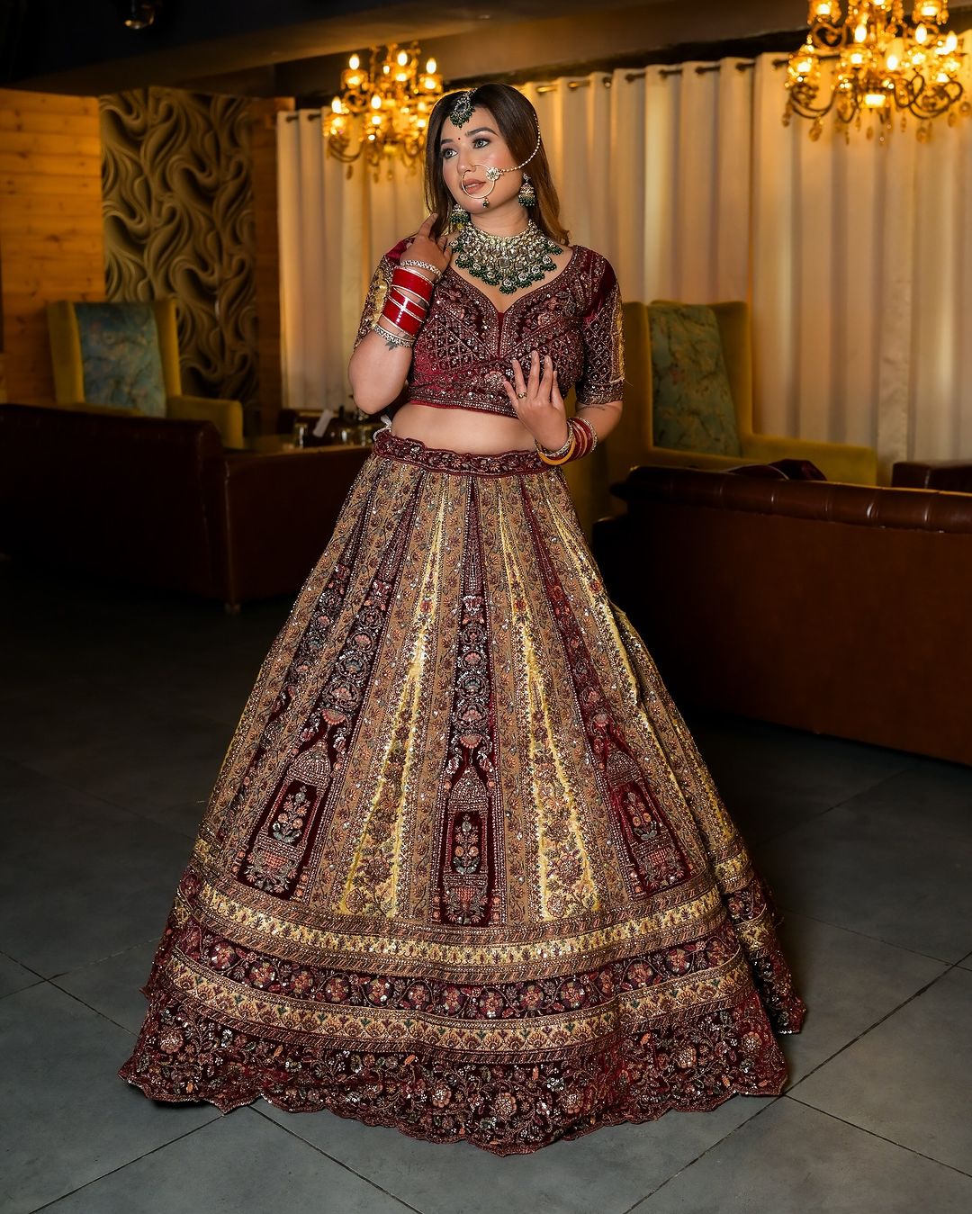 Designer Maroon Ivory bridal Happy customer lehenga