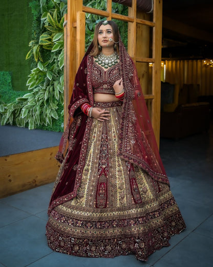 Designer Maroon Ivory bridal Happy customer lehenga