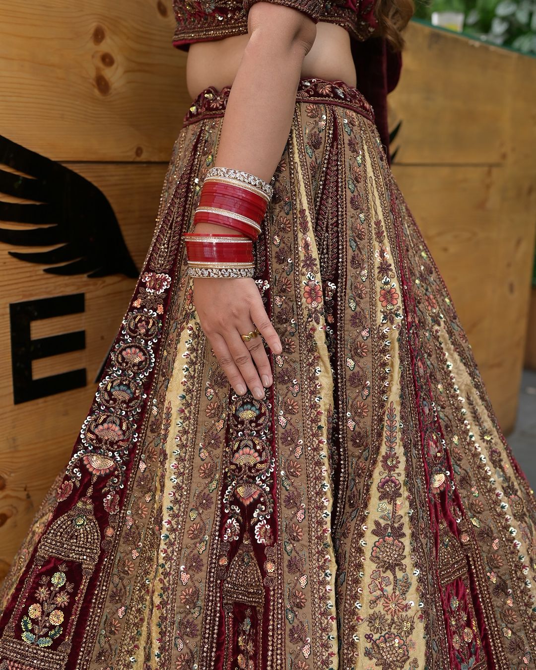 Designer Maroon Ivory bridal Happy customer lehenga