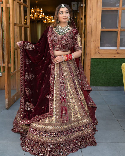 Designer Maroon Ivory bridal Happy customer lehenga