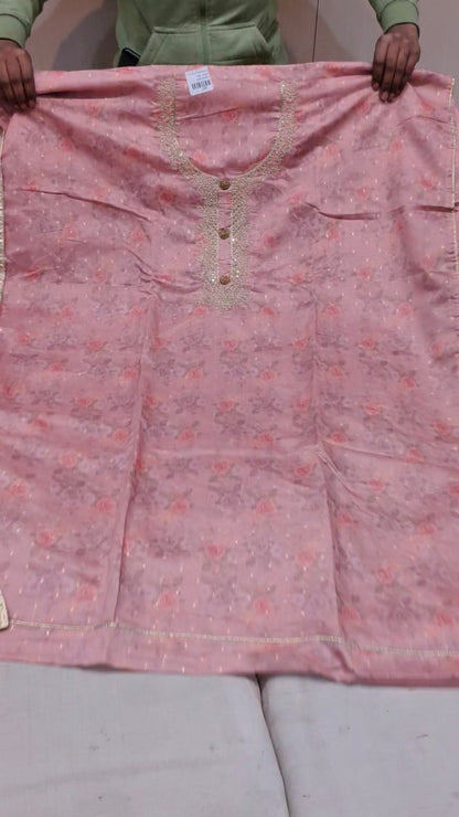 Pink, peach Designer Unstitched Suit