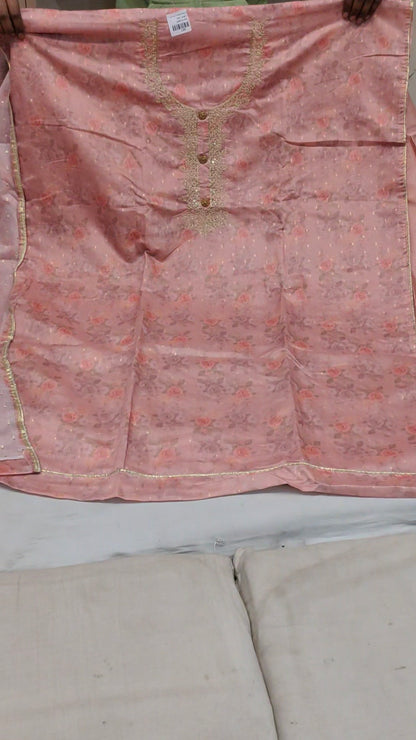 Pink, peach Designer Unstitched Suit