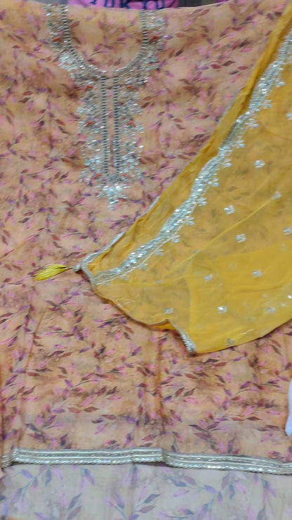 Yellow  Designer Unstitched Suit