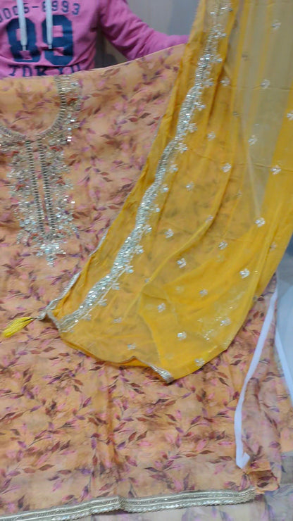 Yellow  Designer Unstitched Suit