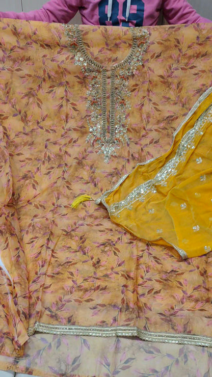 Yellow  Designer Unstitched Suit