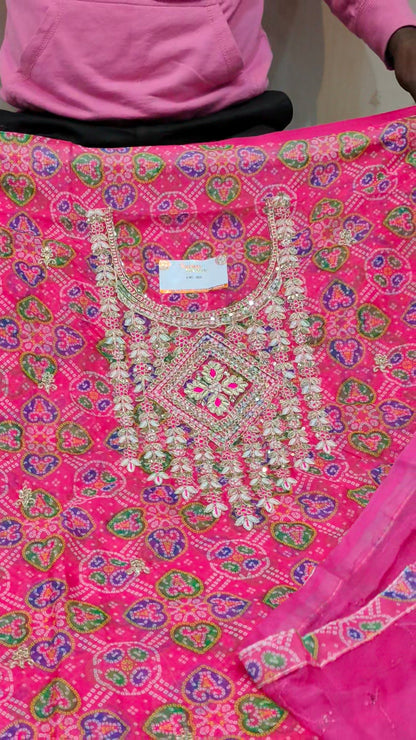 Pink, Designer Unstitched Suit