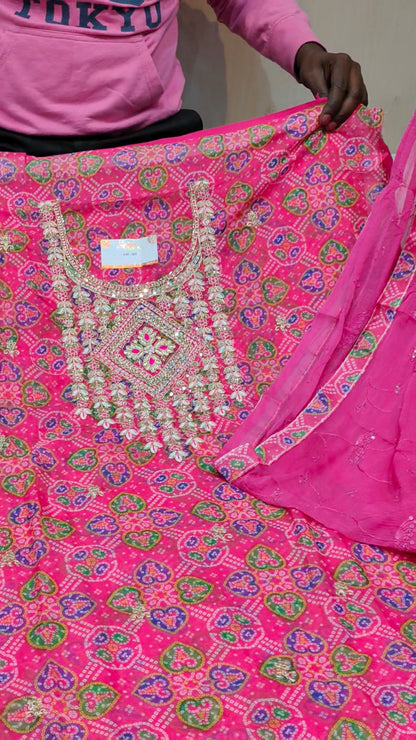 Pink, Designer Unstitched Suit