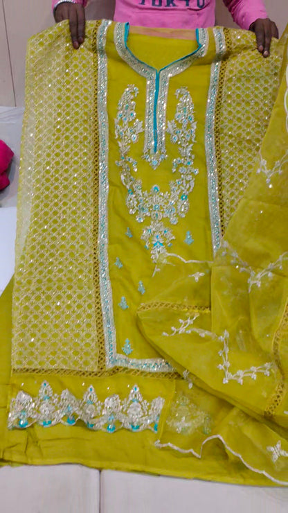 Yellow, haldi Designer Unstitched Suit