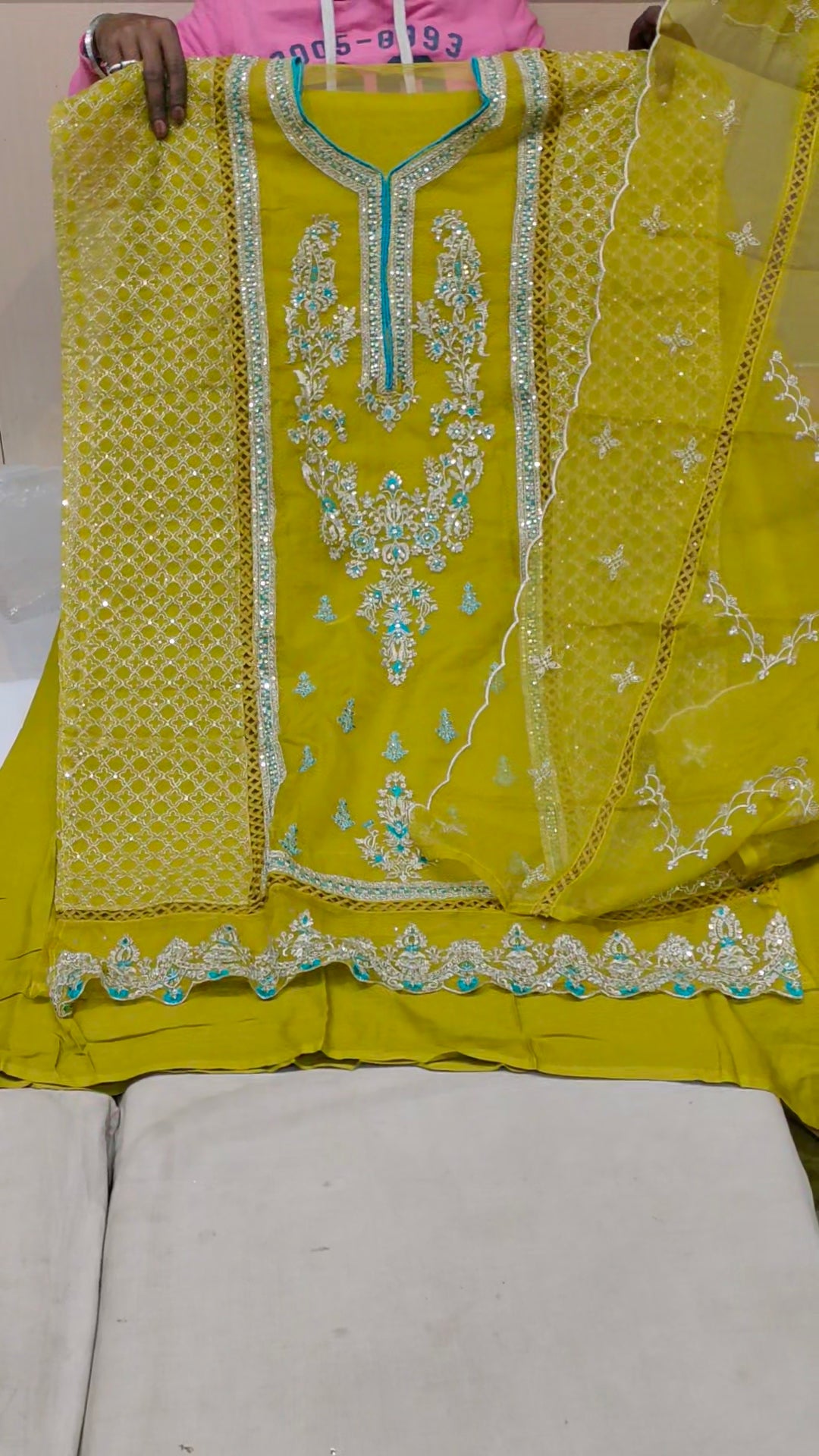 Yellow, haldi Designer Unstitched Suit