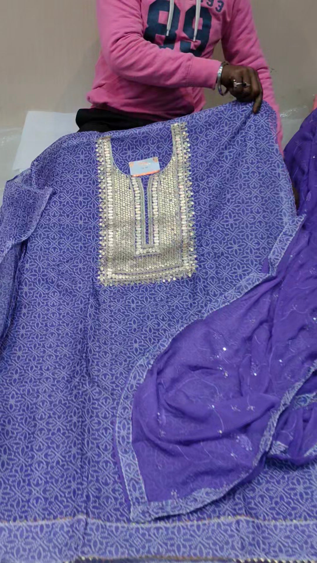 Purple Designer Unstitched Suit