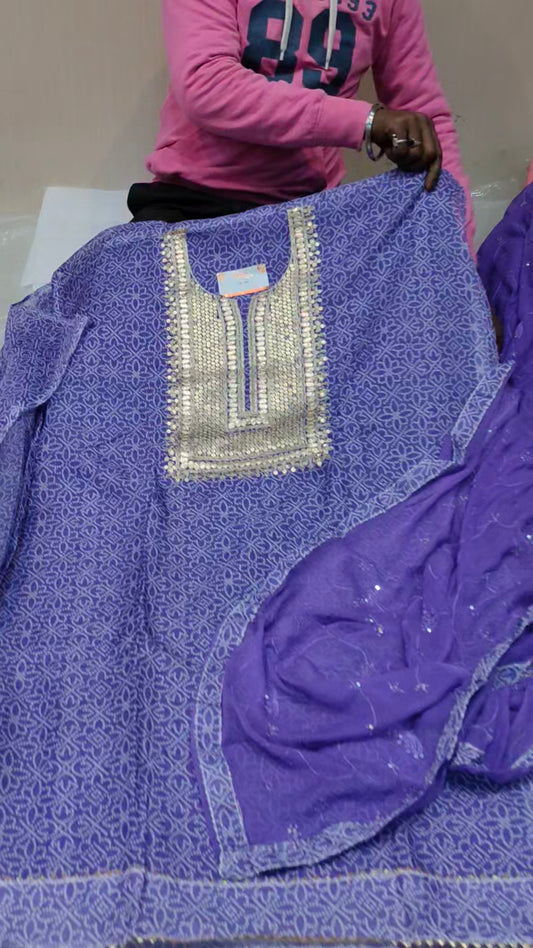 Purple Designer Unstitched Suit