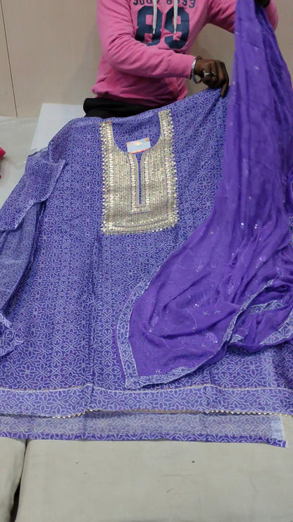 Purple Designer Unstitched Suit