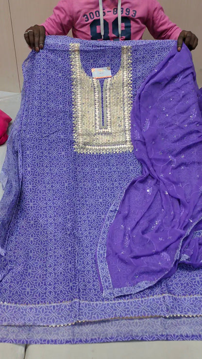 Purple Designer Unstitched Suit