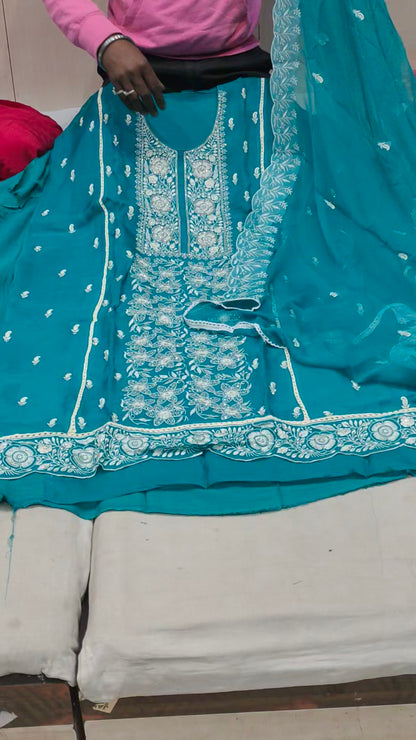 Blue Designer Unstitched Suit