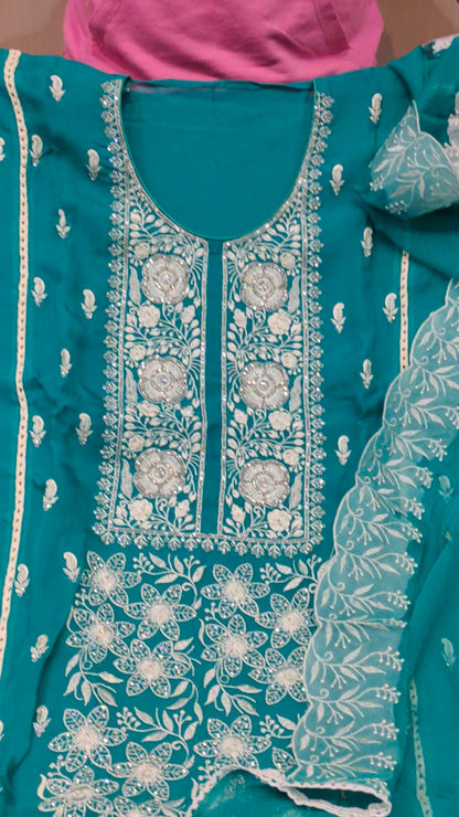 Blue Designer Unstitched Suit