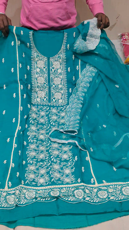 Blue Designer Unstitched Suit