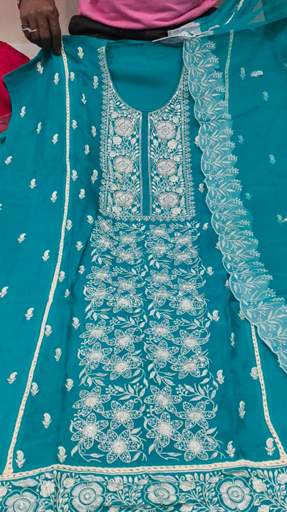 Blue Designer Unstitched Suit