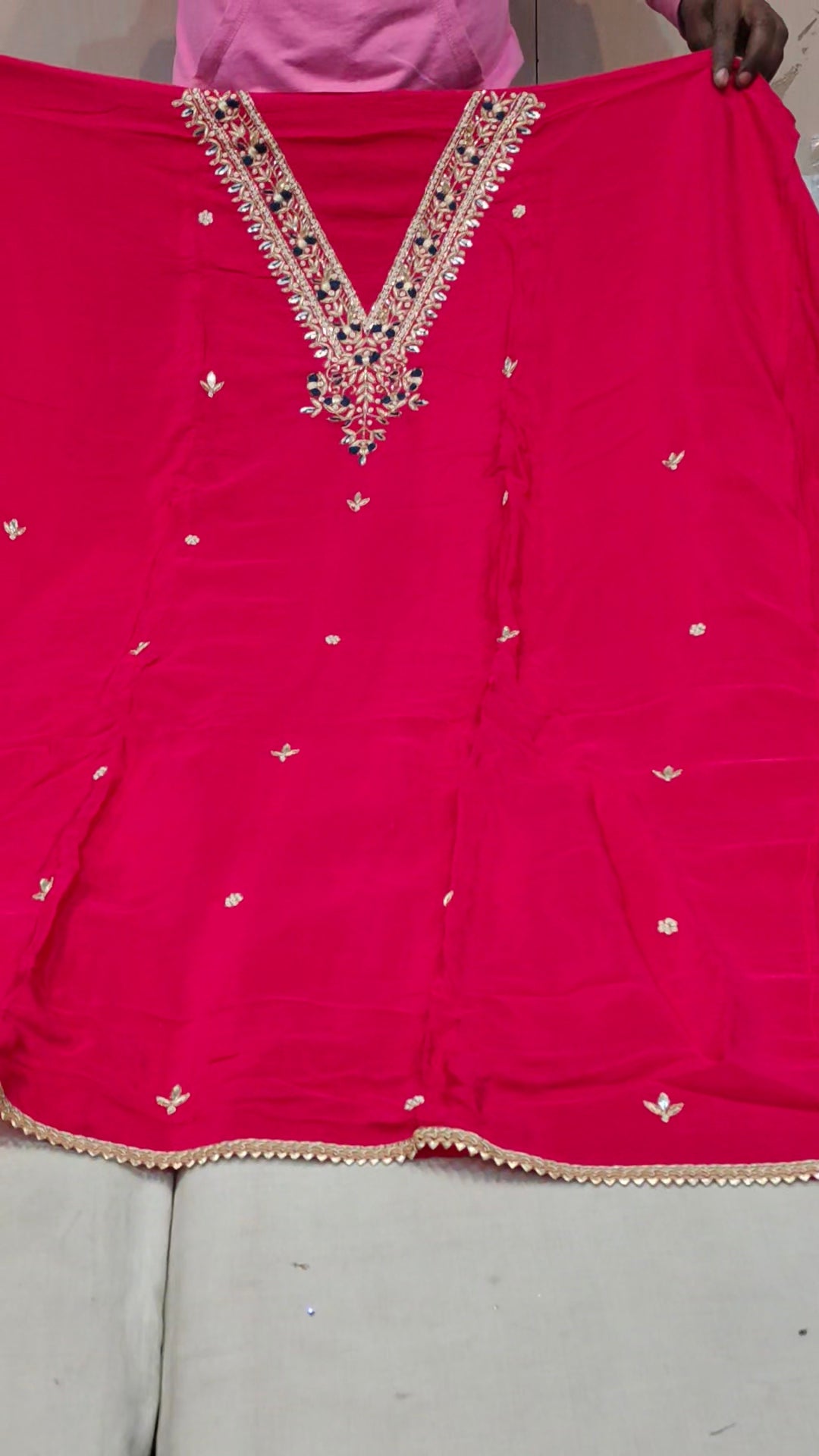 Red Designer Unstitched Suit