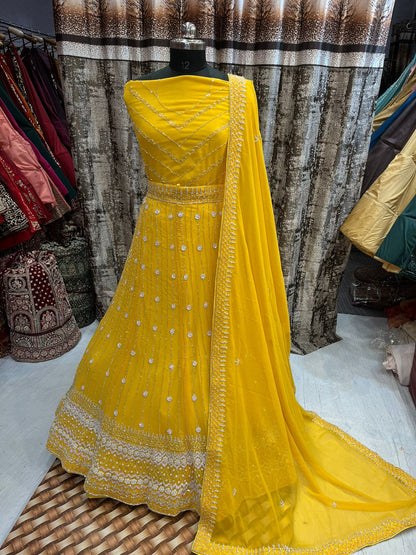 Yellow Haldi mehendi special lehenga