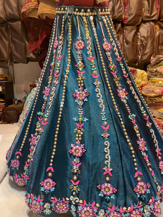 Preciosa perla azul grisácea Cualquier color Fabricación a pedido PDP Lehenga original