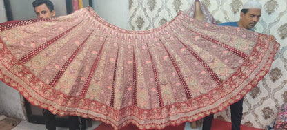 Beautiful baby pink pastel Double dupatta bridal Lehenga