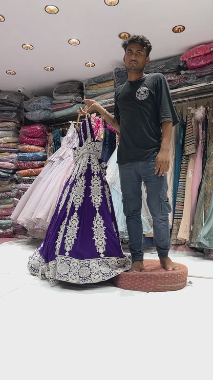 Awesome purple crop top lehenga