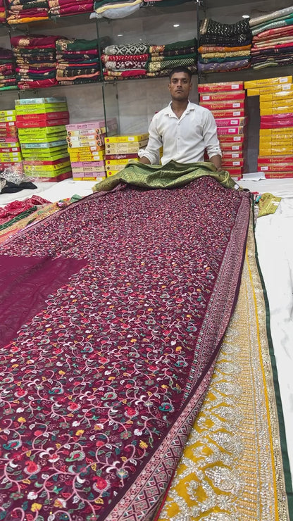 Dreamy Banarasi dark green Saree