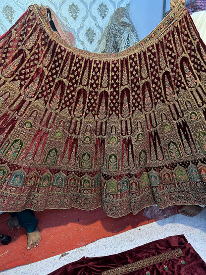 Maroon bridal lehenga