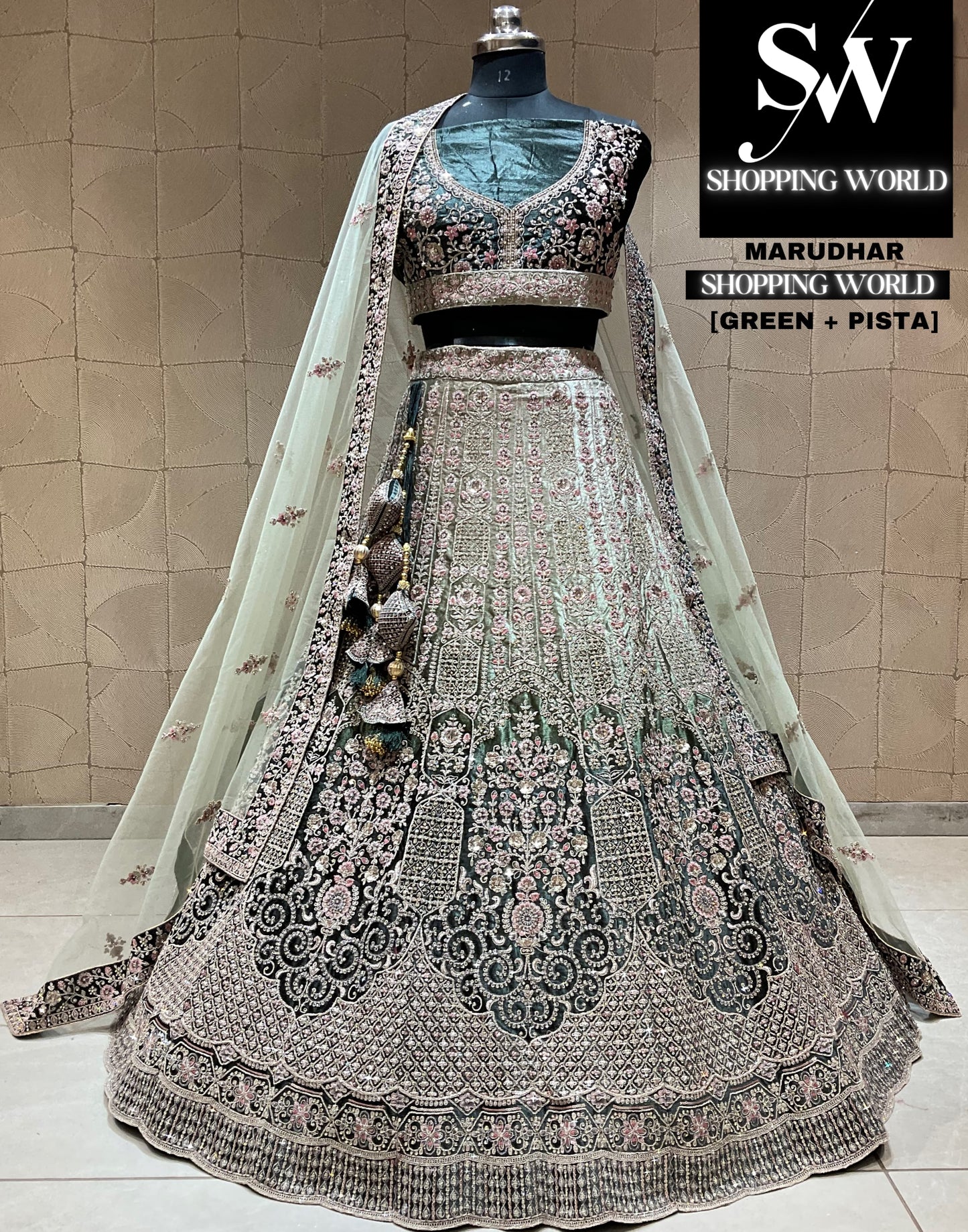 Majestic pista green lehenga