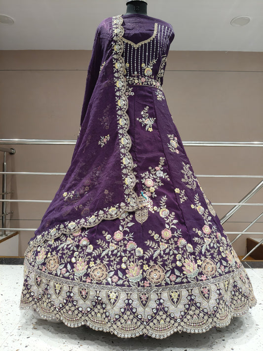 Tremendous peacock dark purple lehenga